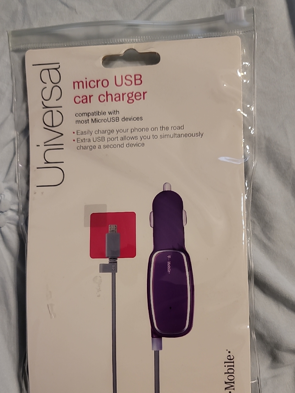 Universal Purple Dual-Port Micro USB Car Charger
